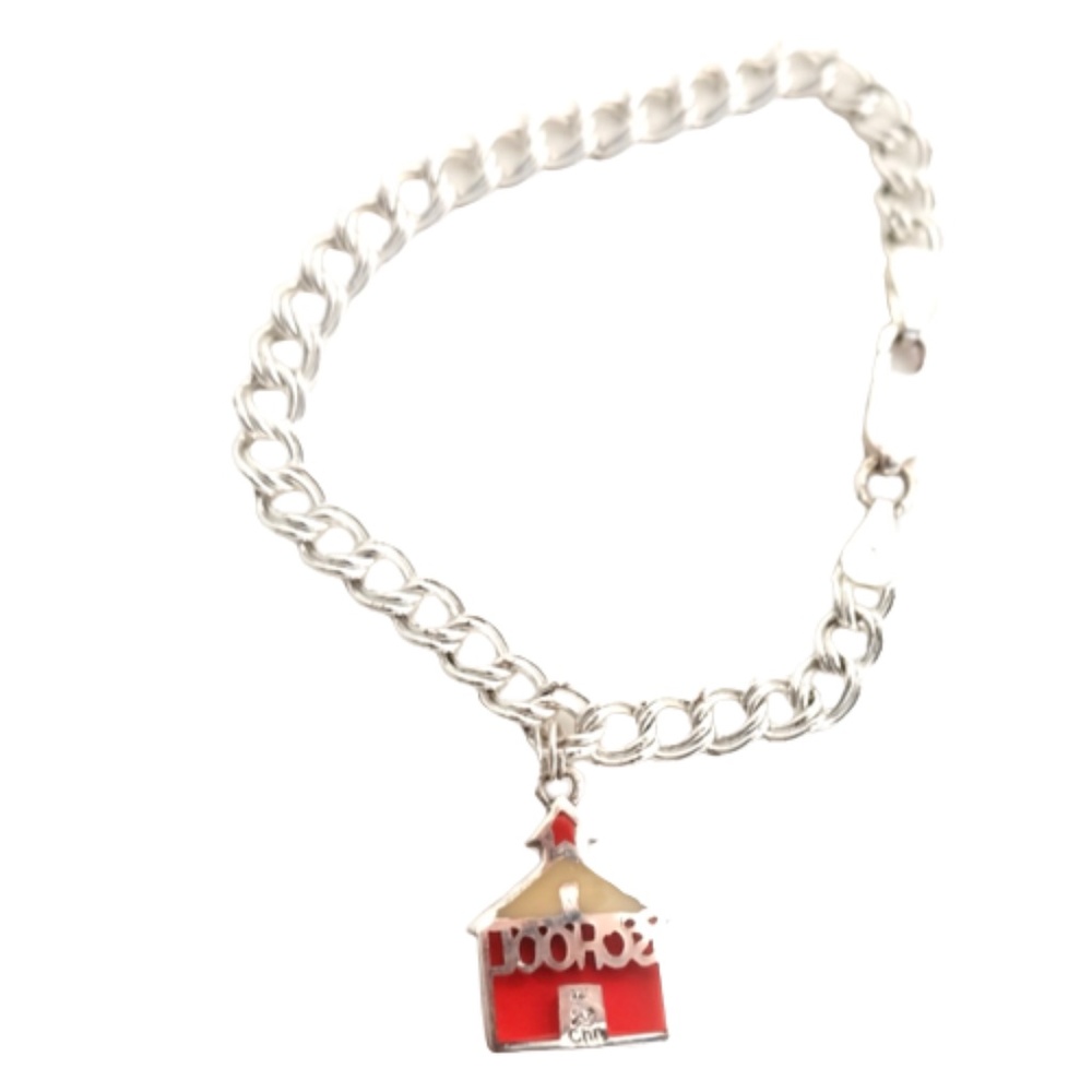 Solid Sterling Silver Bracelet With Dangling Scho… - image 4